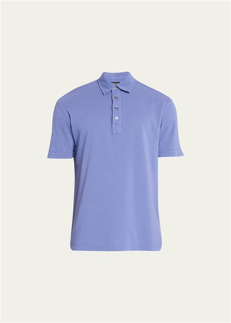 Zegna Mens Cotton Silk Polo Shirt Bergdorf Goodman