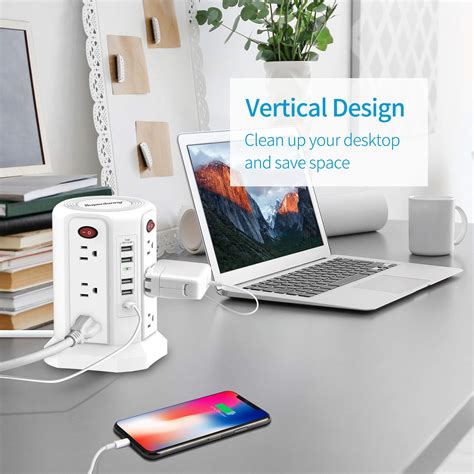 Mua Usb C Power Strip Surge Protector Tower Superdanny Vertical