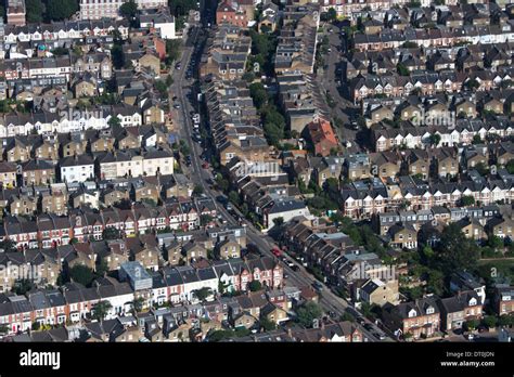 Aerial View Of London Terraced Housing Putney Wandsworth Stock Photo