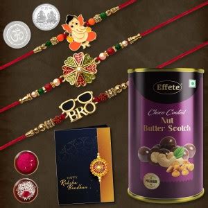 Effete Rakhi Gift For Brother With Chocolate Butterscotch 96gm Y22K3