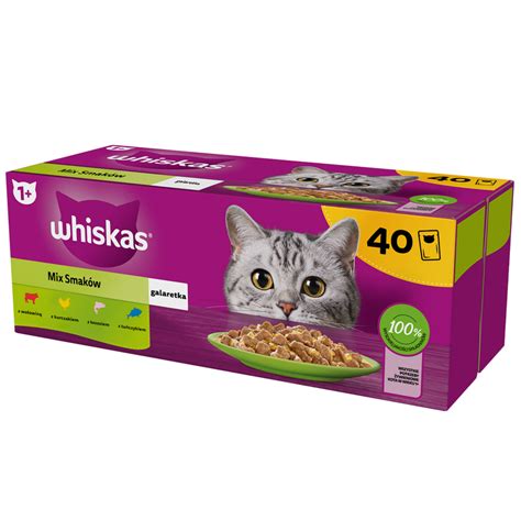 Whiskas Adult 40x85g Mix Smaków Mokra Karma Dla Dorosłych Kotów 4 Smaki