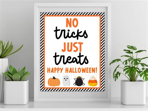 Halloween Appreciation Sign Printable No Tricks Just Treats Etsy