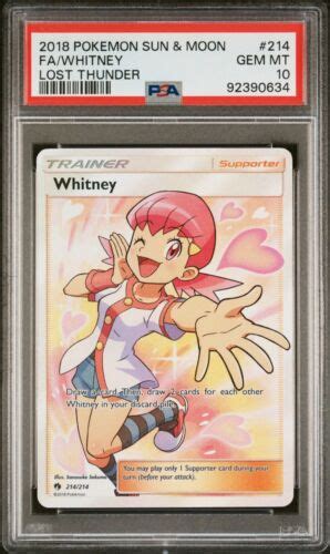 2018 Pokémon Sun And Moon Lost Thunder Whitney 214 214 Psa 10 Ebay