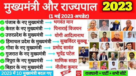 सभी राज्यों के मुख्यमंत्री और राज्यपाल 2023 Cm And Governor New List