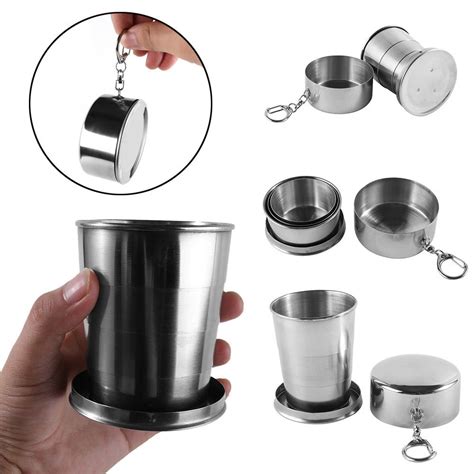 S L Xl Stainless Steel Camping Folding Cup Portable Outdoor Hiking Mug