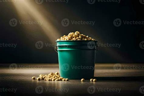 A Bucket Filled With Soybeans On A Dark Table AI Generated 33618344