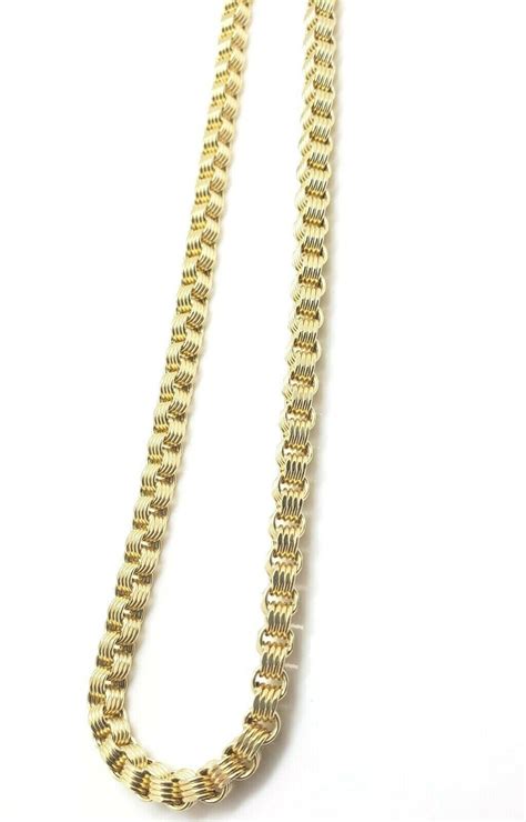 10k Yellow Gold Mens Necklace Byzantine Chain 5mm 18 Inch Choker Male