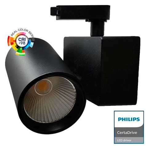 Foco LED 40W MADRID Negro PHILIPS Driver Carril Monofásico CRI 98