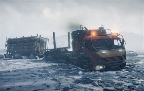 Wallpaper Hdr Winter Water Smoke Truck Game Ice Trees Cold