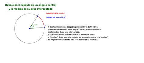 Medida De Un Angulo Central Y Su Arco Interceptado Geogebra