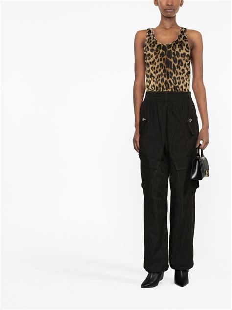 Balmain Leopard Print Linen Tank Top Brown Farfetch