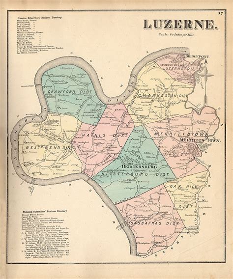 1872 Map Of Luzerne Township Fayette County PA Etsy