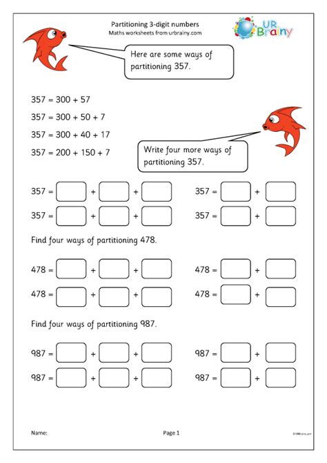 Partition Three Digit Numbers Number And Place Value By URBrainy