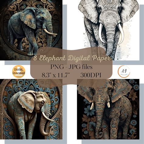 8 Elephant Wallpaper, Elephant Mandala, Elephant Paper, Elephant Art, Mandala Print, Mandala ...