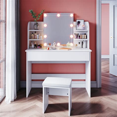 Sirhona Coiffeuse Femme Avec Miroir Et Table X X Cm Avec Tiroir