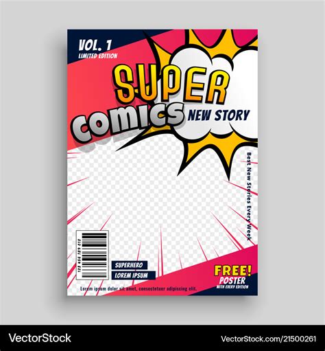 Comic Book Cover Design Template Royalty Free Vector Image