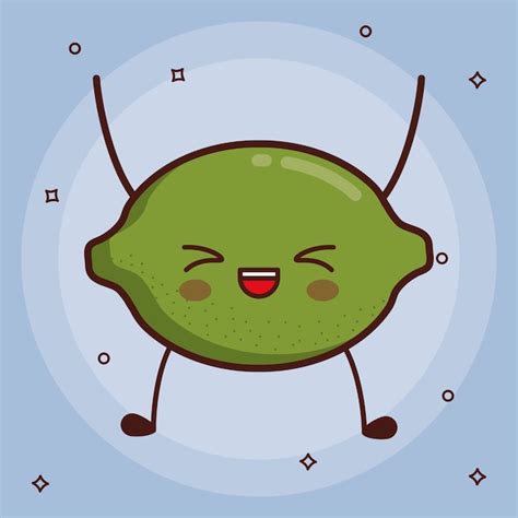 Icono de limón kawaii Vector Premium