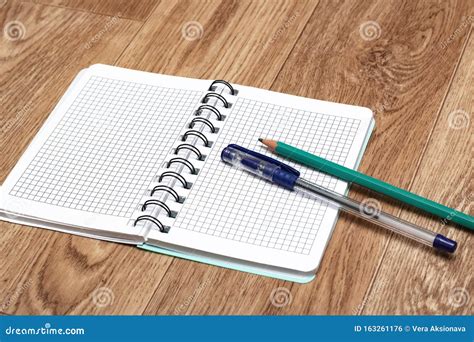 Open Notebook Pen And Pencil Close Up Stock Photo Image Of Empty