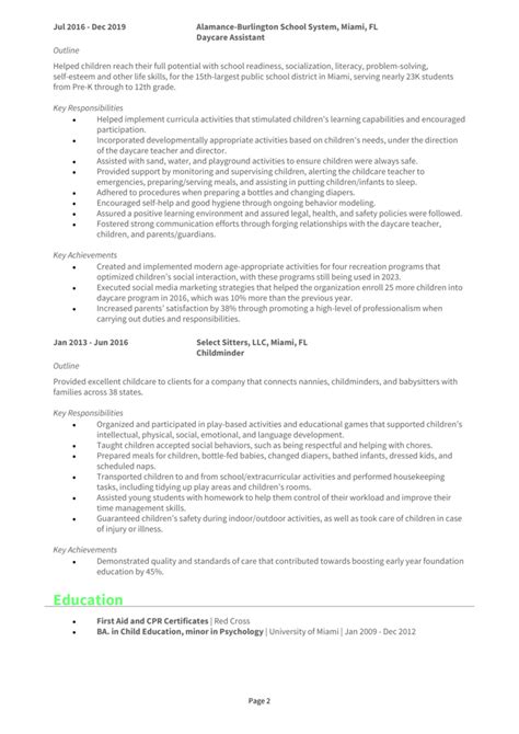 Daycare Assistant Resume Example Guide [land Interviews]