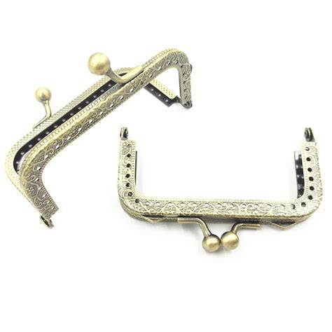 1Pc Bronze Tone Kiss Clasp Lock Rectangle Frame For Purse Bag Handbag