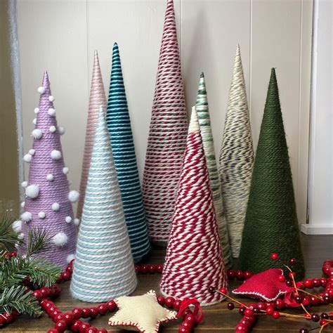 Custom Yarn Wrapped Cone Tree Christmas Tree Handmade Country Farmhouse