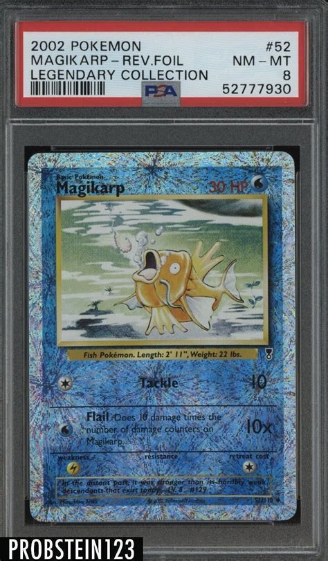 2002 Pokemon Legendary Collection 52 Magikarp Reverse Foil Psa 8 Nmmt