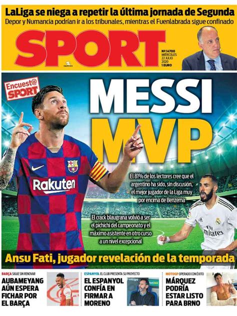 La Portada Del Diario Sport 22 07 2020