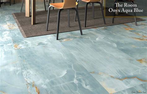 The Room Onyx Aqua Blue 24x48 Polished Porcelain Tile Gem Stones