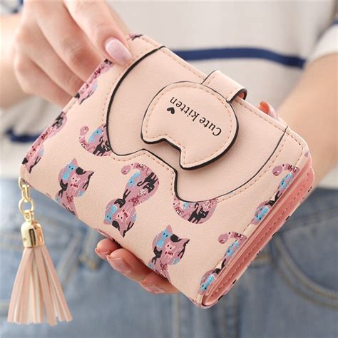 Tassel Cartoon Cat Women Wallet Printing Pu Leather Women Wallet Brand