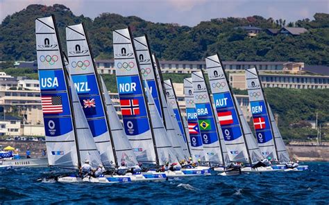 Nacra 17 Start At The Tokyo 2020 Olympic Sailing Competition