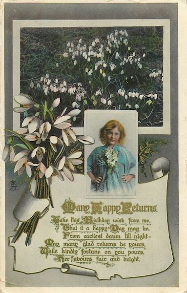 Many Happy Returns Snowdrops Carte Postale Ancienne Et Vue D Hier Et