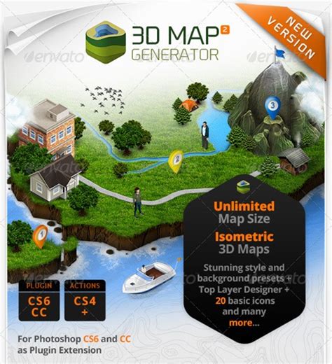 3D Map Generator 2 - Isometric Крутой плагин для Photoshop, позволяющий ...