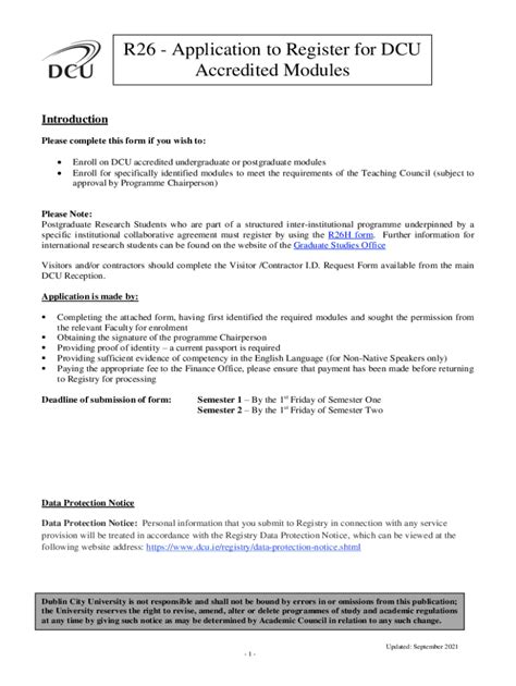 Fillable Online R Application To Register For Dcu Accredited