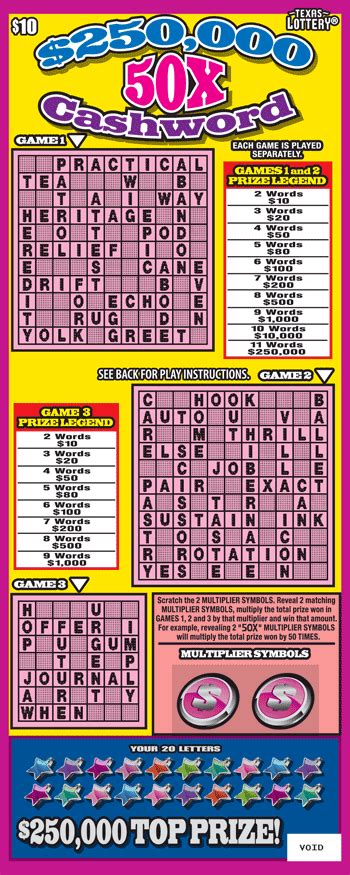 X Cashword Texas Lottery Scratch Off