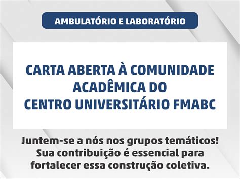 Carta Aberta à Comunidade Acadêmica do Centro Universitário FMABC