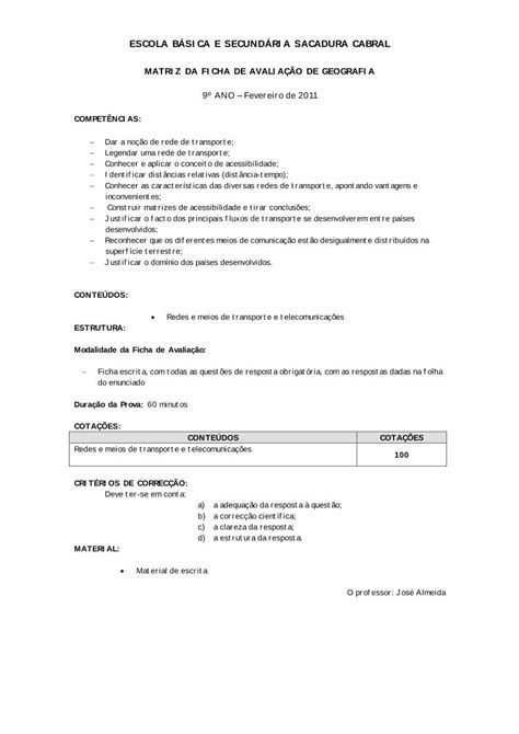 PDF Matriz da Ficha de Avaliação FEv 9º 2011 DOKUMEN TIPS