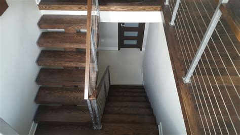 Open Risers Stairs With Wire Cable Railing Hl Stairs Custom