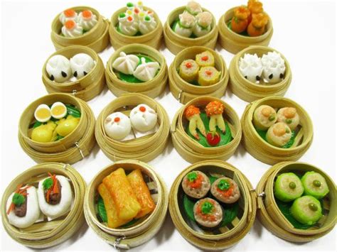 Set Of 16 Dim Sum Chinese Cuisine Handmade Dollhouse Miniatures Food