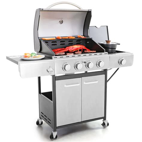 Buy Captiva Designs 4 Burners Propane Bbq Grill With Side Burner And Porcelain Enameled Cast Iron