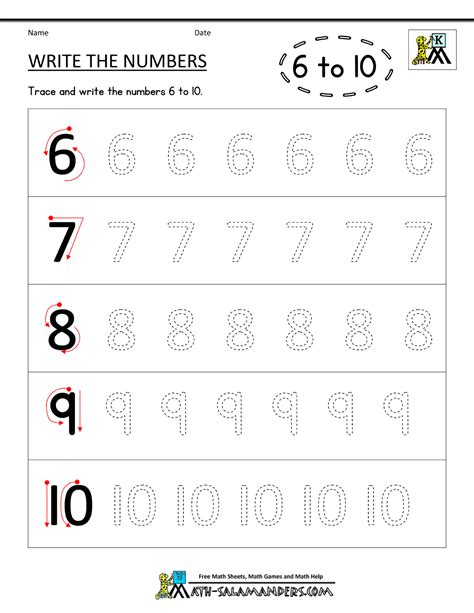 Number Practice For Kindergarten