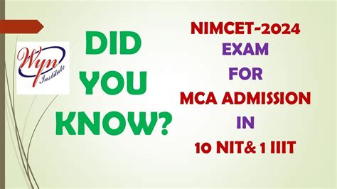 Did You Know Nimcet Exam For Mca Admission In Nit Iiit