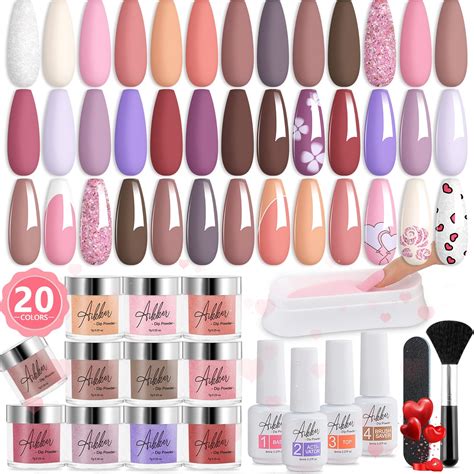Aikker Pcs Dip Powder Nail Kit Starter Colours Nude Pink Coral Dipping Powder System