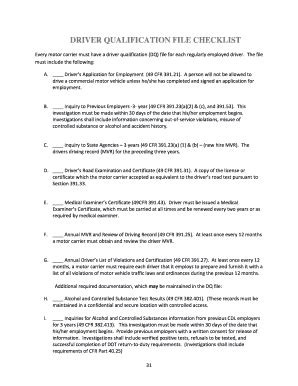 Ut Driver Qualification File Checklist Fill And Sign Printable