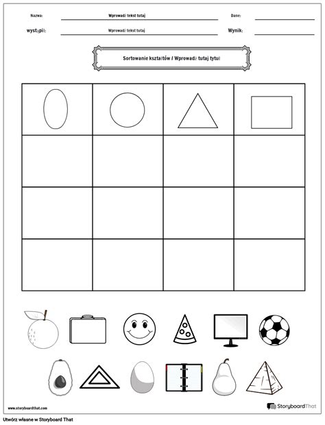 Bezpłatne Arkusze Sortowania Kształtów Dostosuj i Wydrukuj