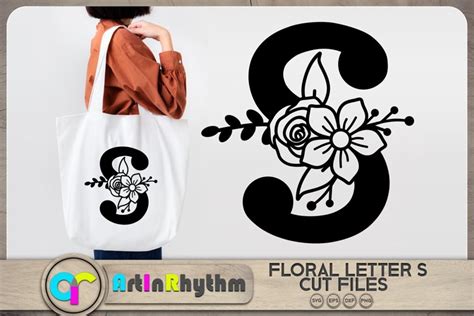 Floral Letter S Svg Cut File Botanical Alphabet Svg