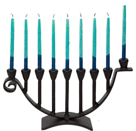 Blacksmith Handmade Iron 9 Branch Hanukkah Menorah Candle Holder