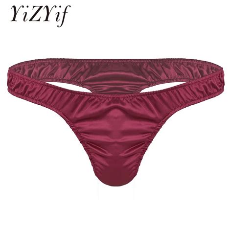 Yizyif Hot Sell Sexy Gay Men S Lingerie Soft Shiny Satin Bikini Thongs Sissy Underwear