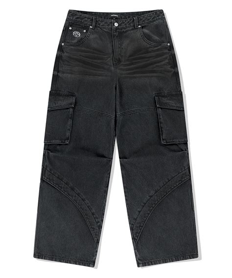 Wide Cargo Denim Pant Black Mahagrid