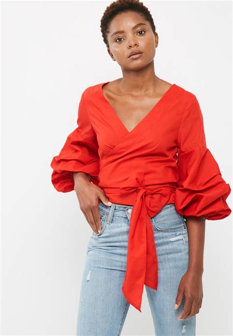 Poplin Wrap Blouse Red Dailyfriday Blouses Superbalist