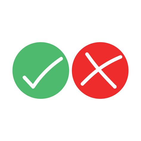 Tick And Cross Brush Signs Green Checkmark OK And Red X Icons